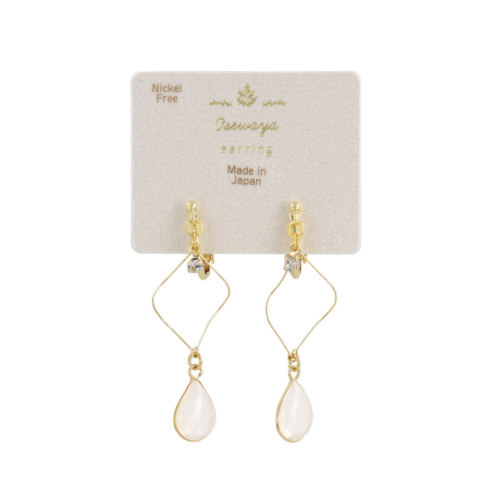 Rhombus Pale Waterdrop Clip On Earrings