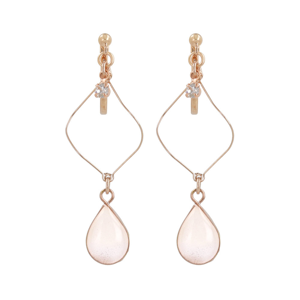 Rhombus Pale Waterdrop Clip On Earrings