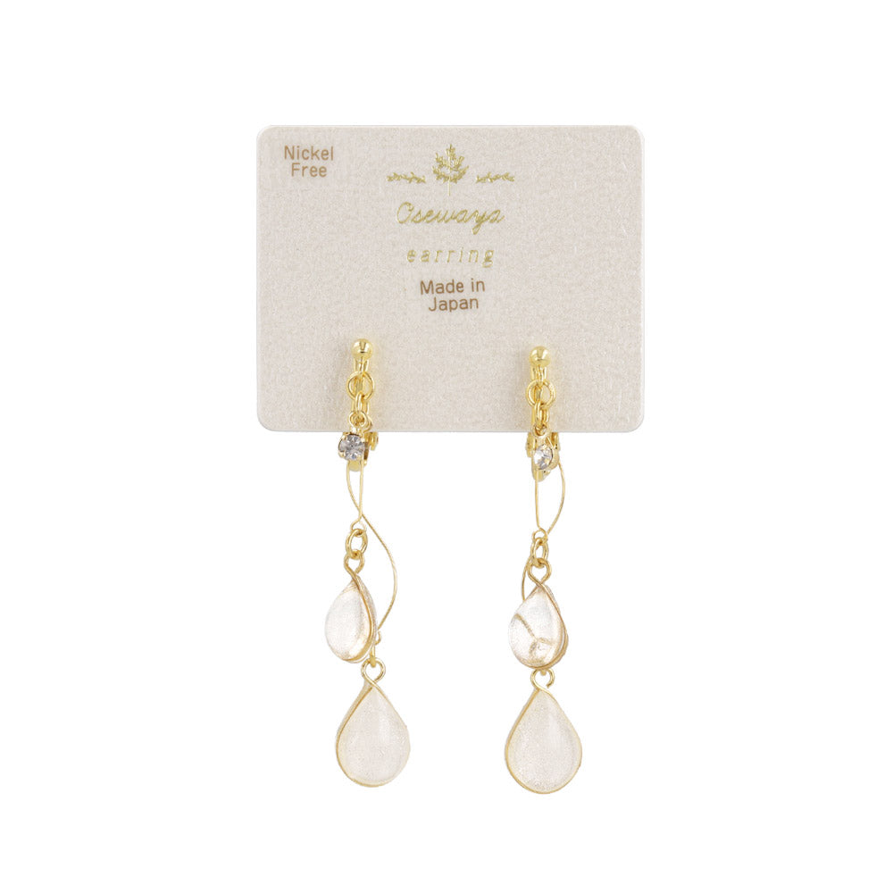 Double Pale Waterdrop Clip On Earrings
