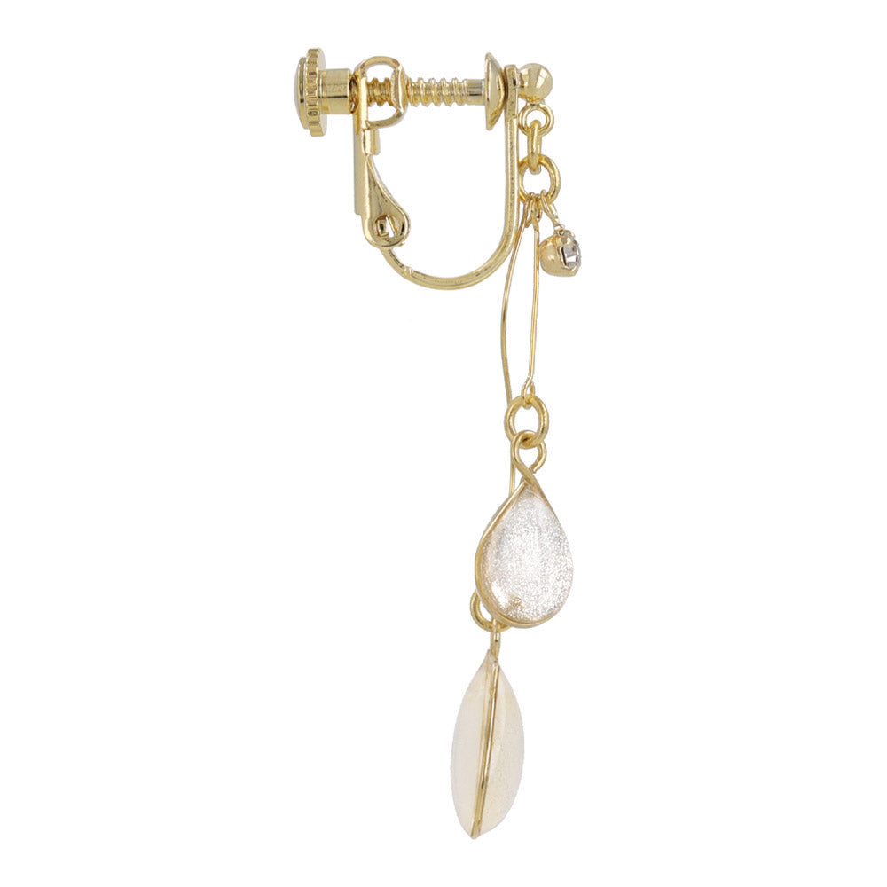 Double Pale Waterdrop Clip On Earrings