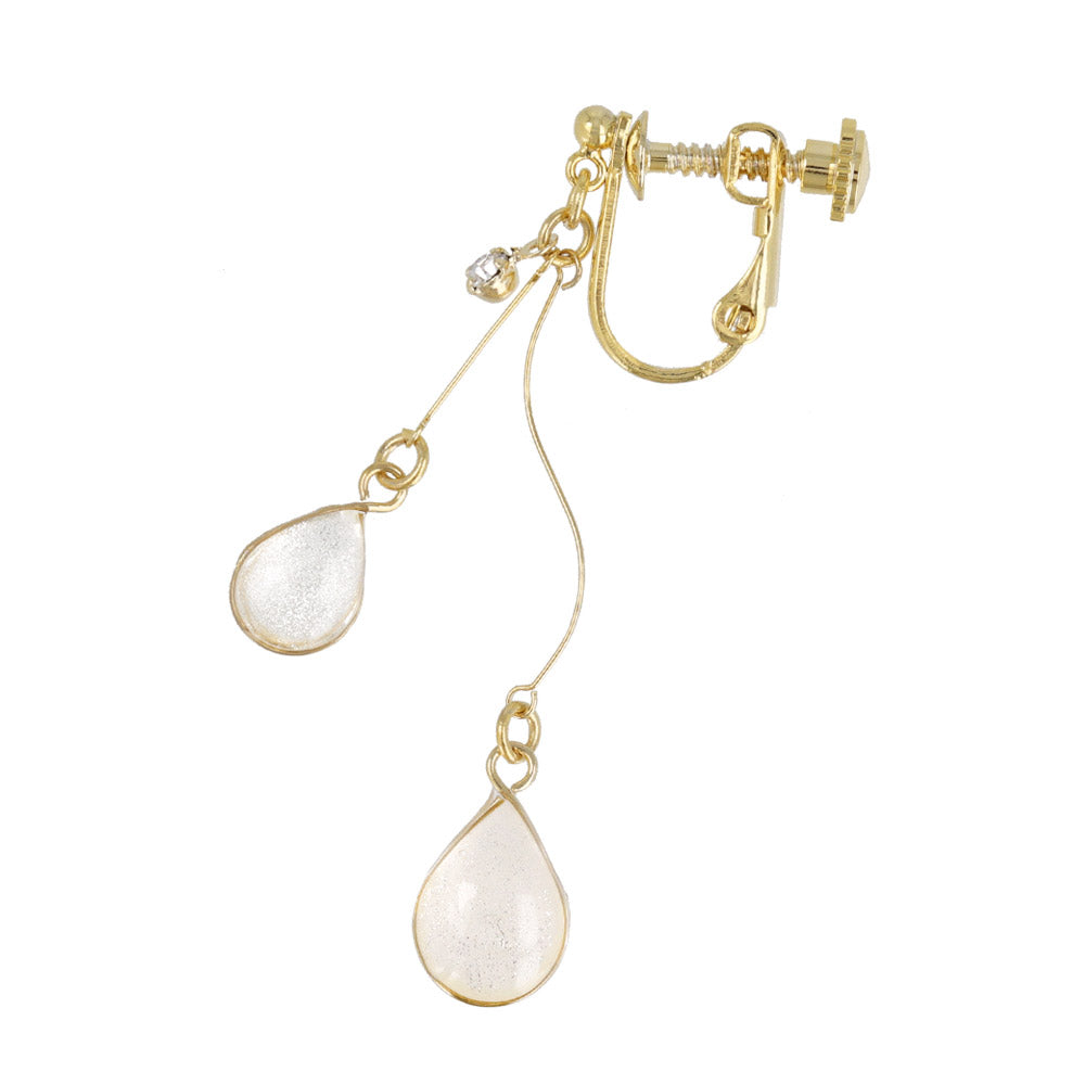 Double Pale Waterdrop Clip On Earrings