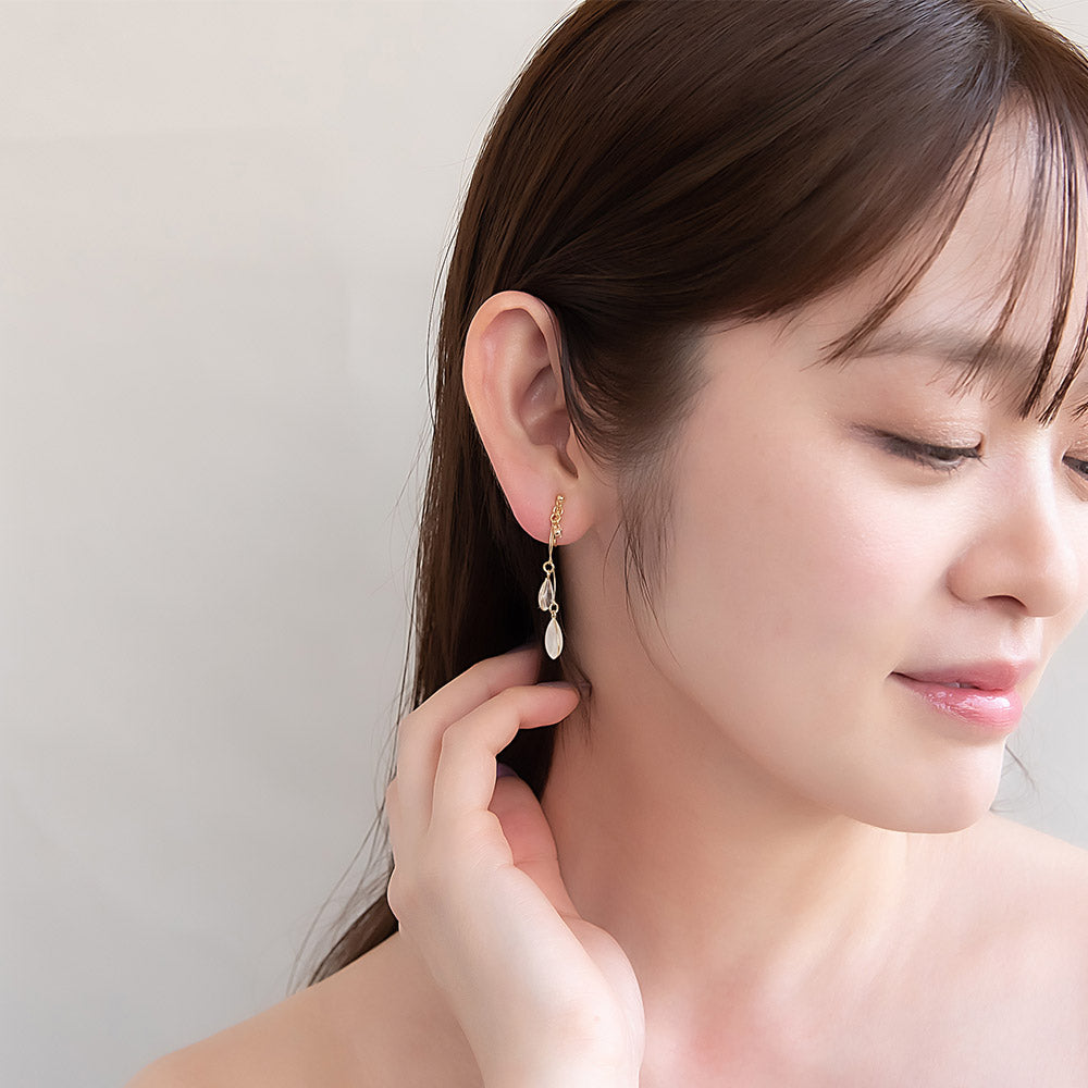 Double Pale Waterdrop Clip On Earrings