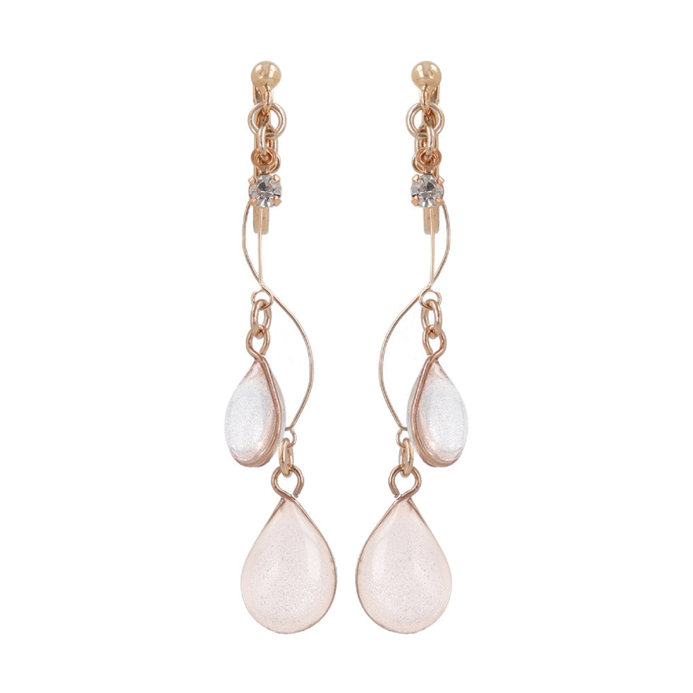 Double Pale Waterdrop Clip On Earrings