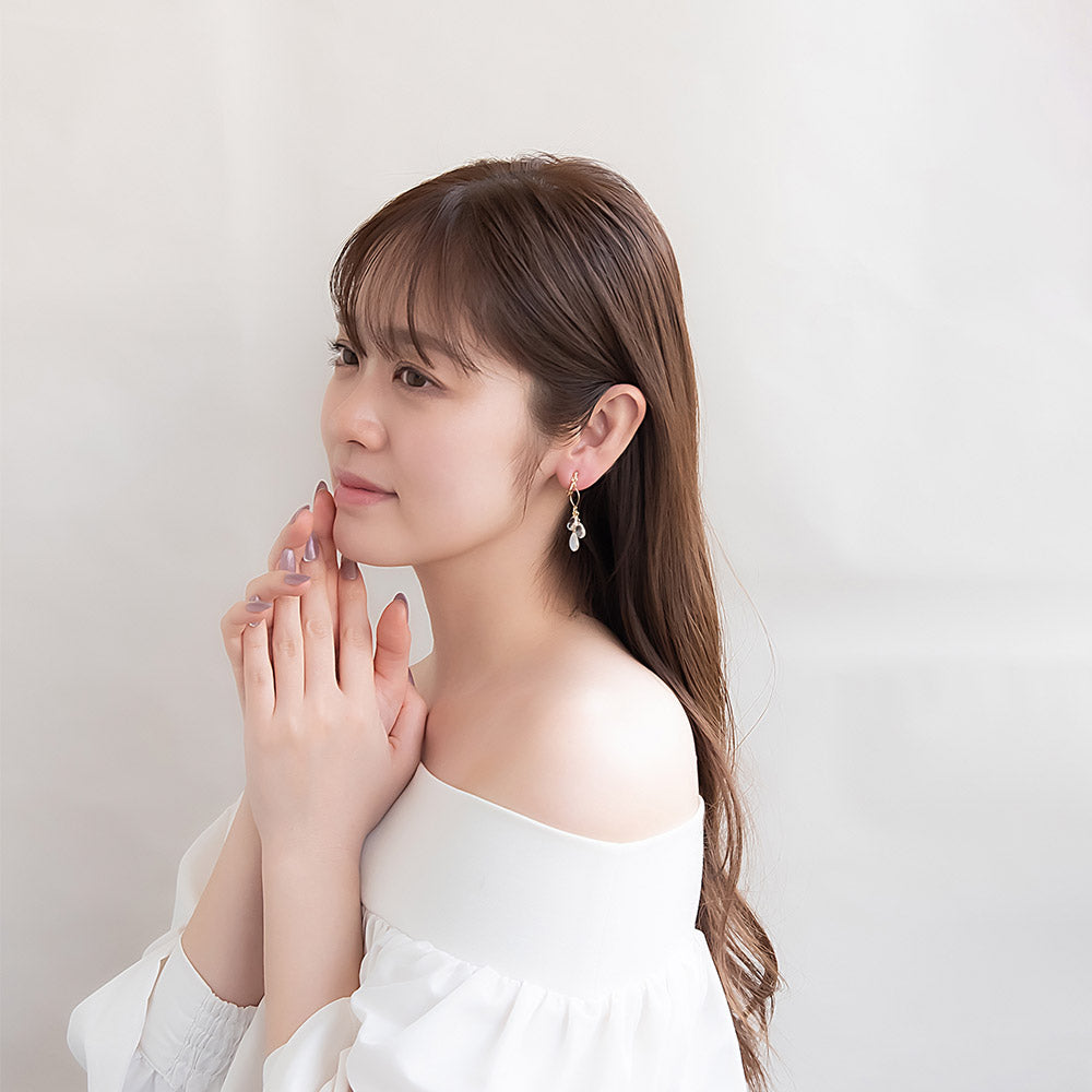 Pale Waterdrop Cluster Clip On Earrings