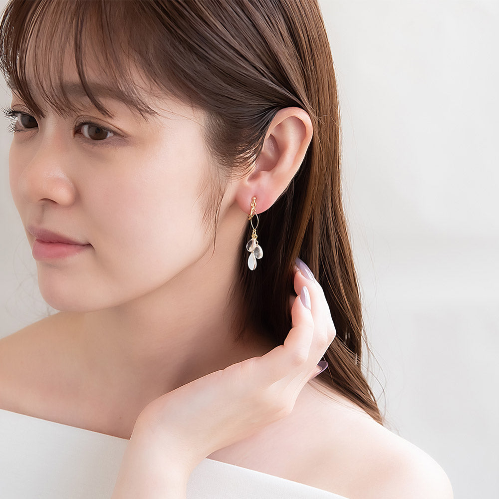 Pale Waterdrop Cluster Clip On Earrings