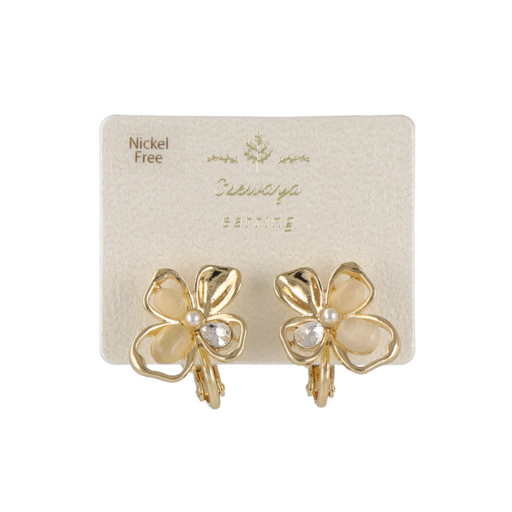 Beaded Cutout Flower Clip Ons