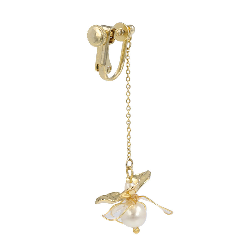 Mixed Petal Pearlized Flower Drop Clip Ons