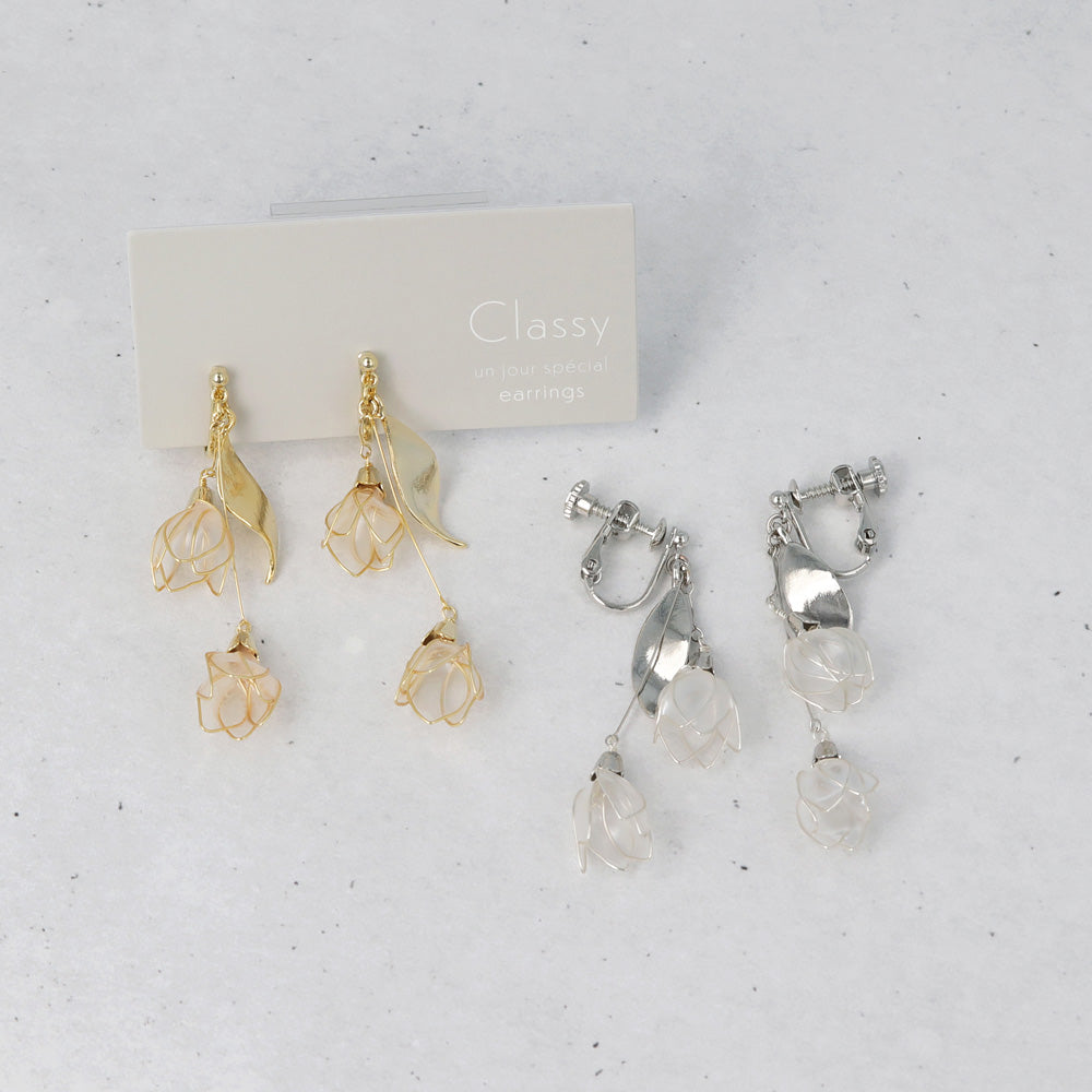 Double Flower Drop Clip Ons