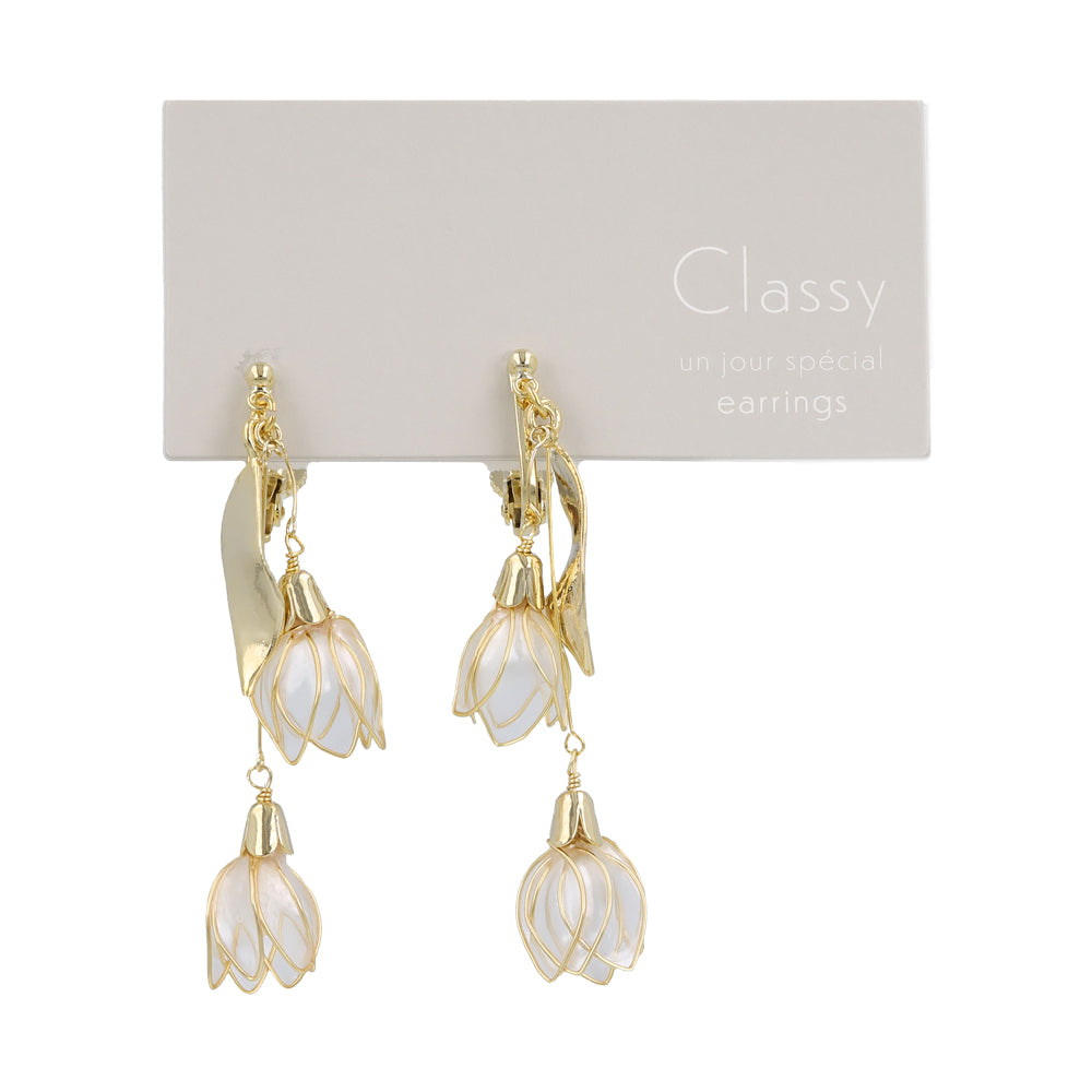 Double Flower Drop Clip Ons