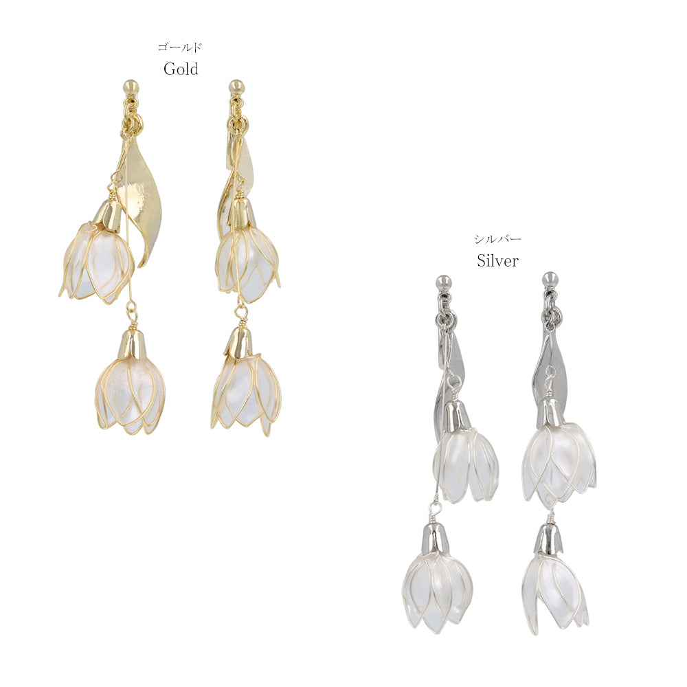 Double Flower Drop Clip Ons