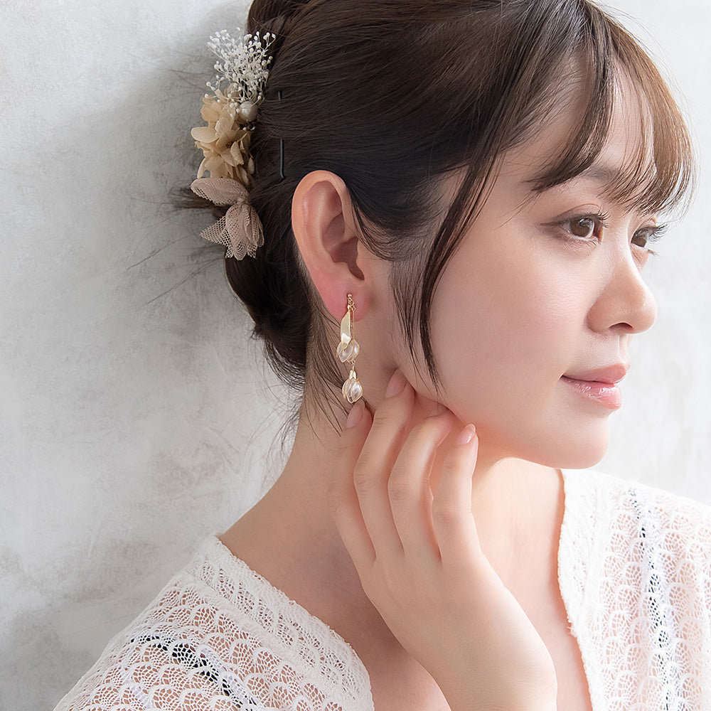 Double Flower Drop Clip Ons