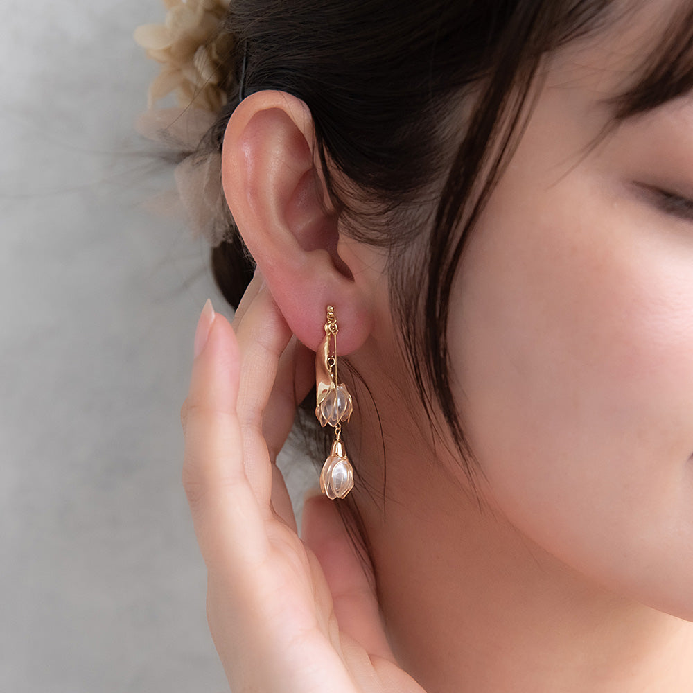 Double Flower Drop Clip Ons