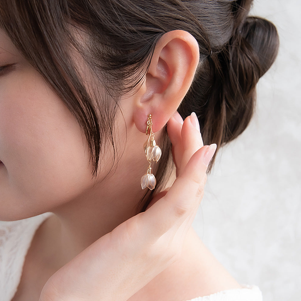 Double Flower Drop Clip Ons