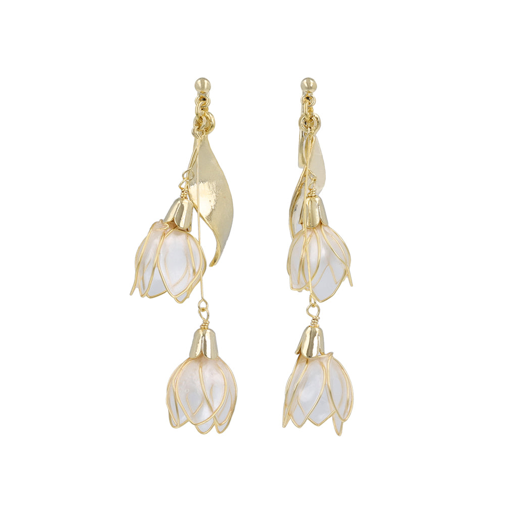 Double Flower Drop Clip Ons