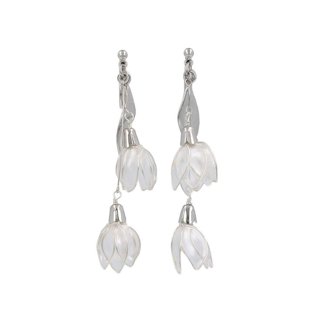 Double Flower Drop Clip Ons