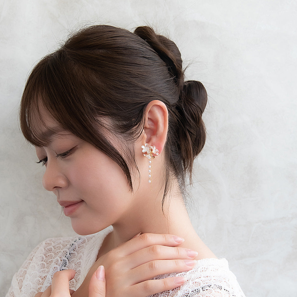 Flower Cluster Linear Drop Clip Ons