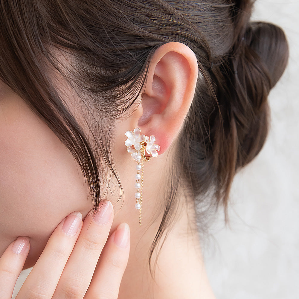 Flower Cluster Linear Drop Clip Ons