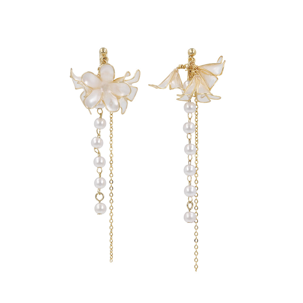 Flower Cluster Linear Drop Clip Ons