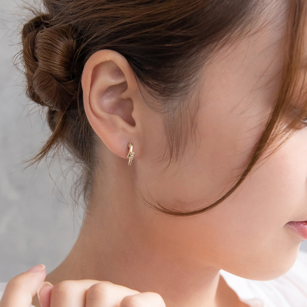 Studded Line Clip On Earrings