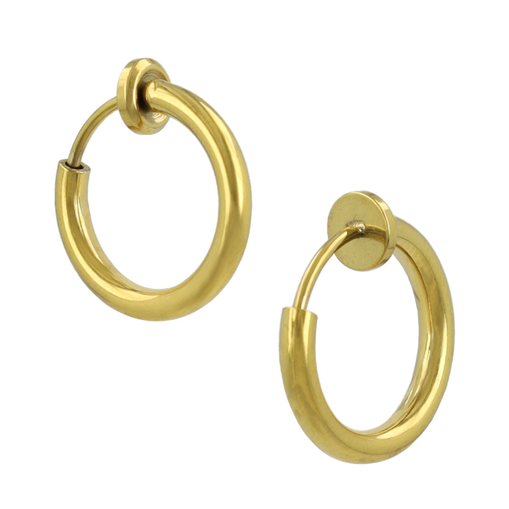 14mm Clip On Hoop Earrings