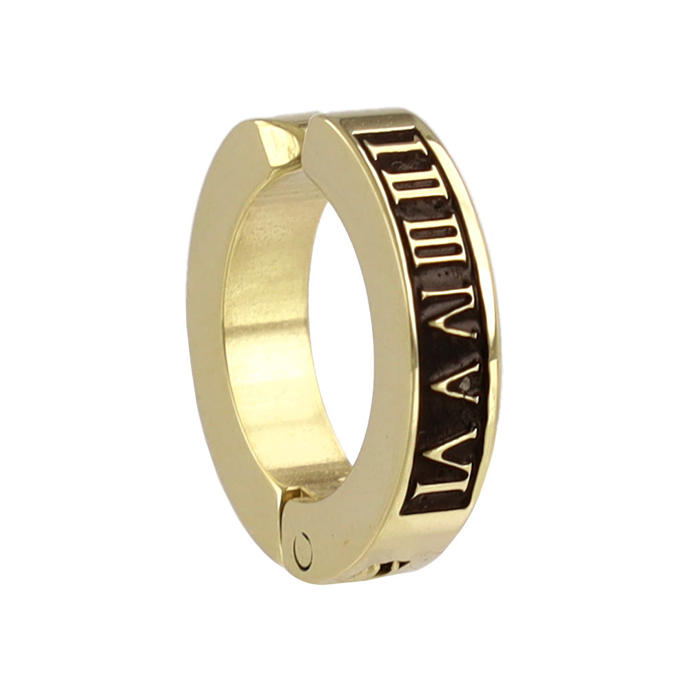 Roman Numeral Clip On Hoop Earrings