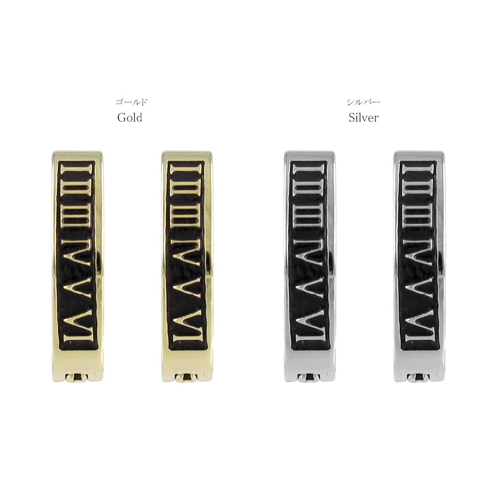 Roman Numeral Clip On Hoop Earrings