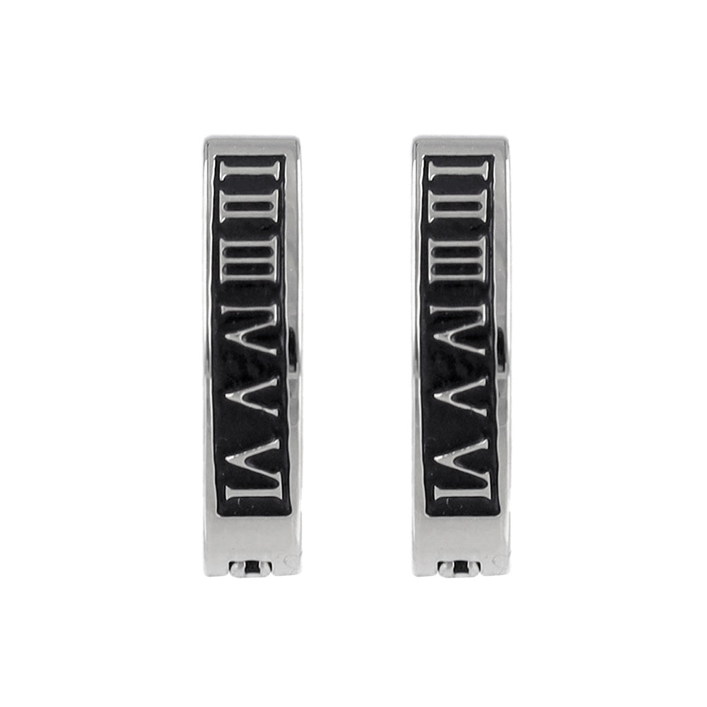 Roman Numeral Clip On Hoop Earrings