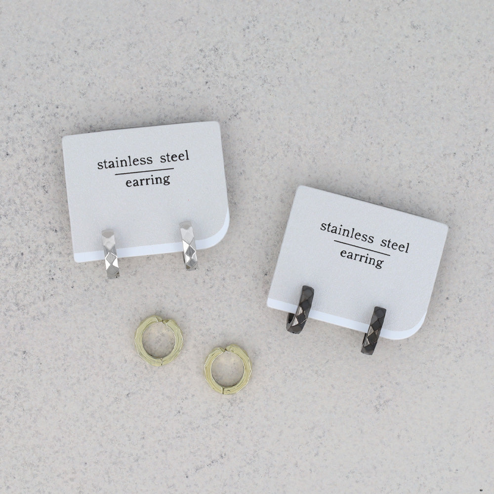 Faceted Clip On Hoop Earrings