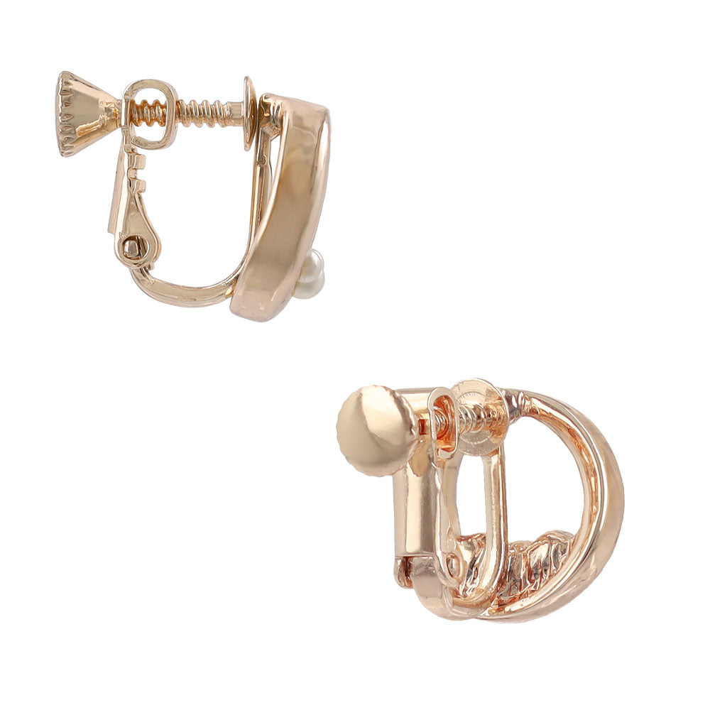 Rose Silver Tone Pearlized Circle Clip Ons