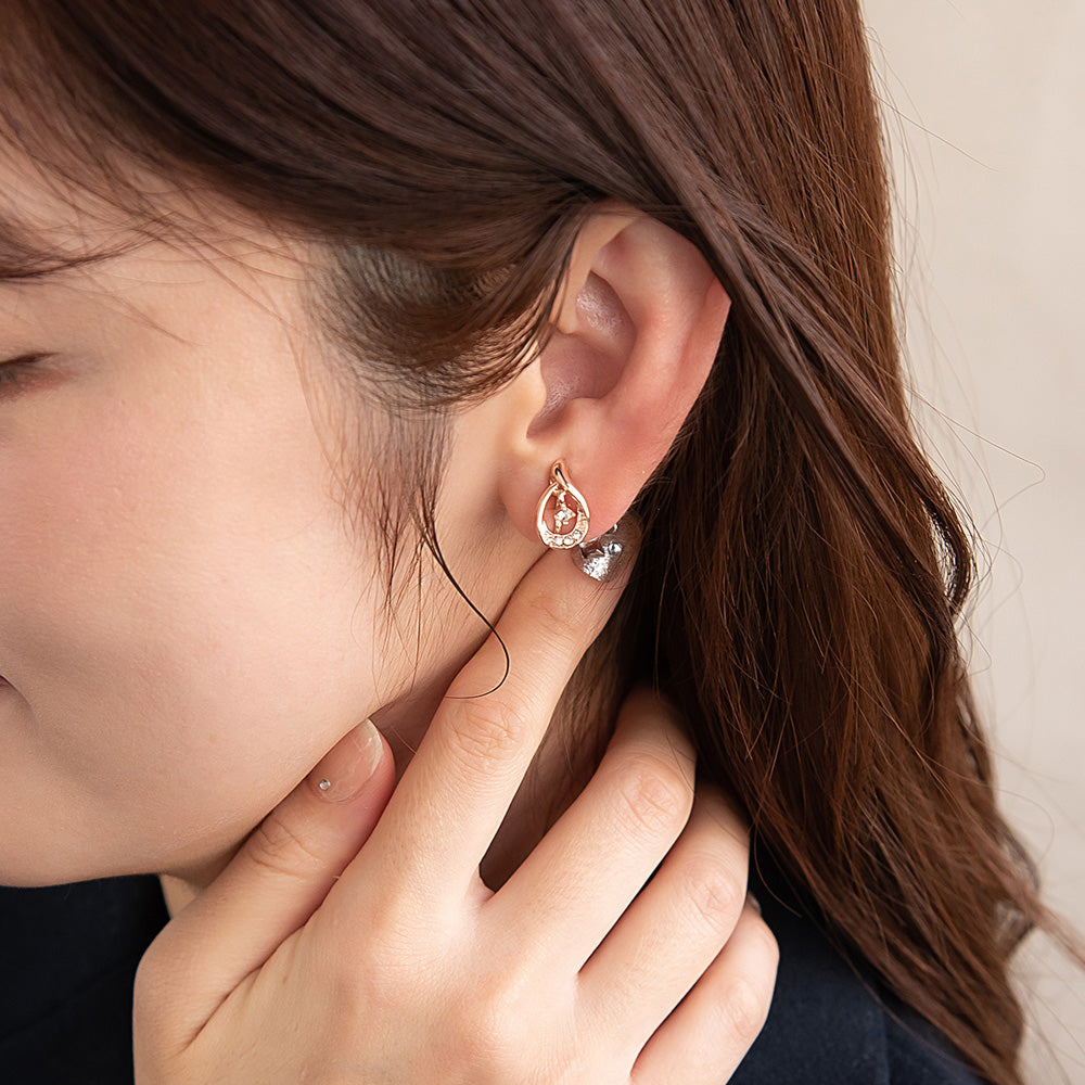 Rose Silver Tone Hollow Drop Clip Ons