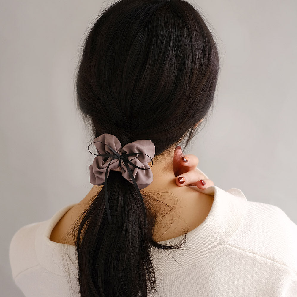 Skinny Bow Ruffle Wrap Pony Hook