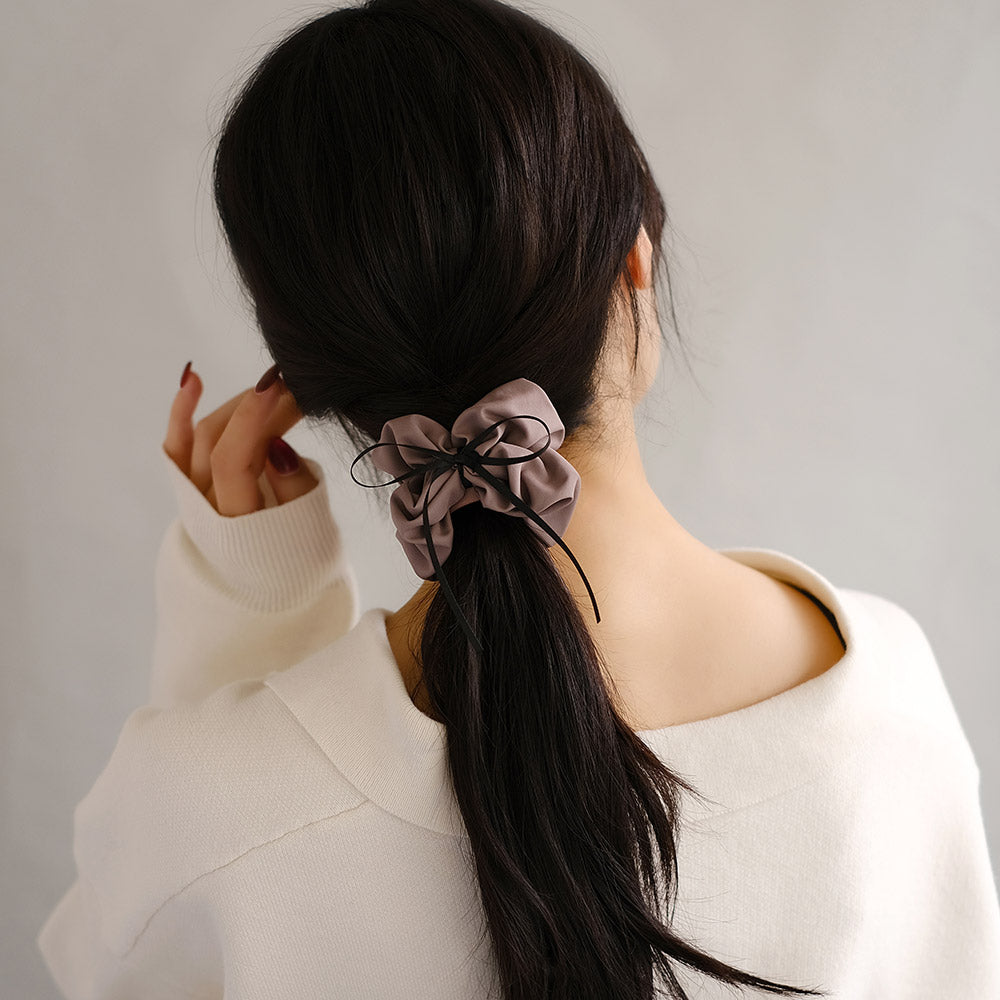 Skinny Bow Ruffle Wrap Pony Hook