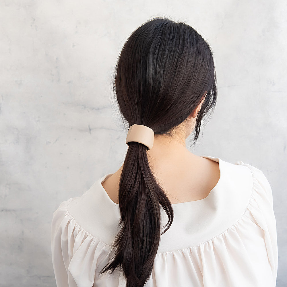 Layered Faux Leather Snap Band Pony Hook