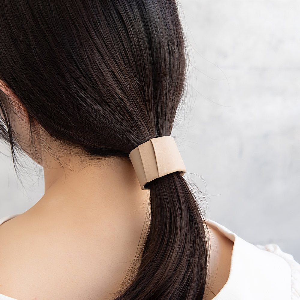 Layered Faux Leather Snap Band Pony Hook