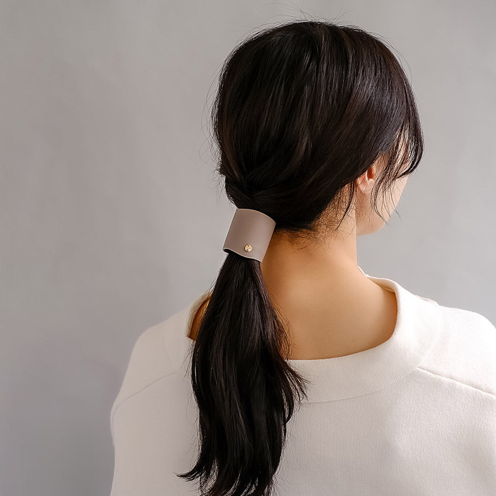 Wave Faux Leather Snap Band Pony Hook