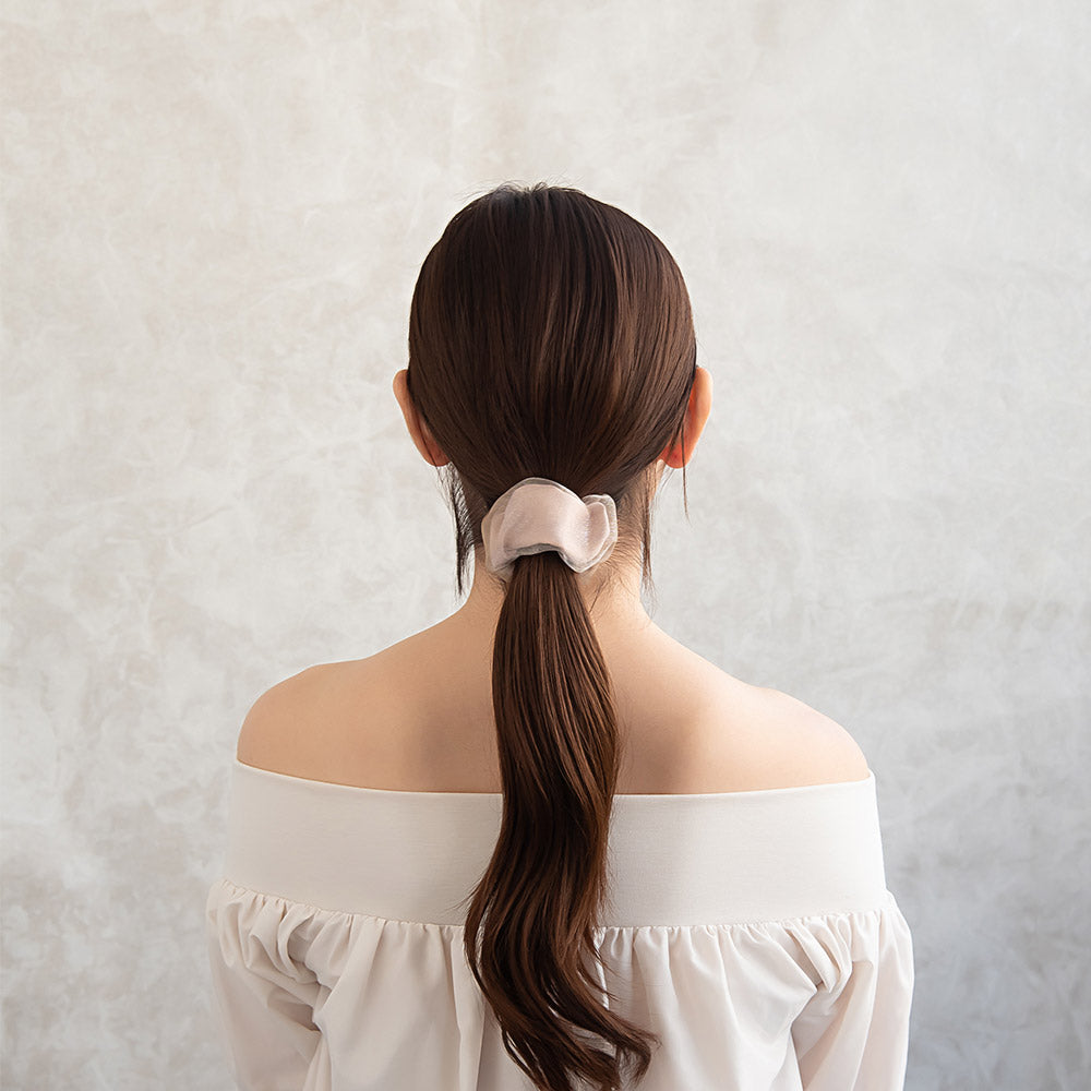 Neutral Scrunchie Snap Band Pony Hook