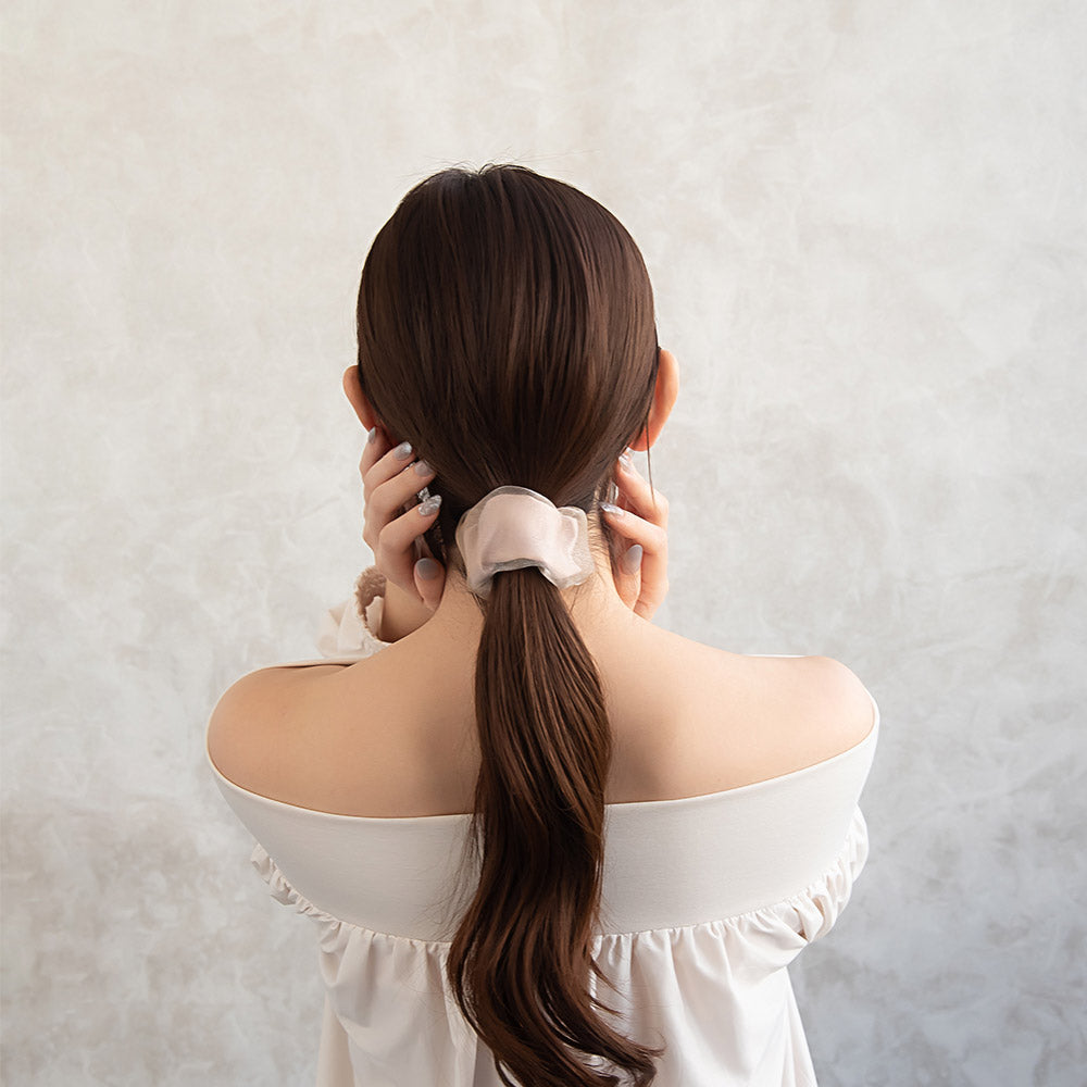 Neutral Scrunchie Snap Band Pony Hook