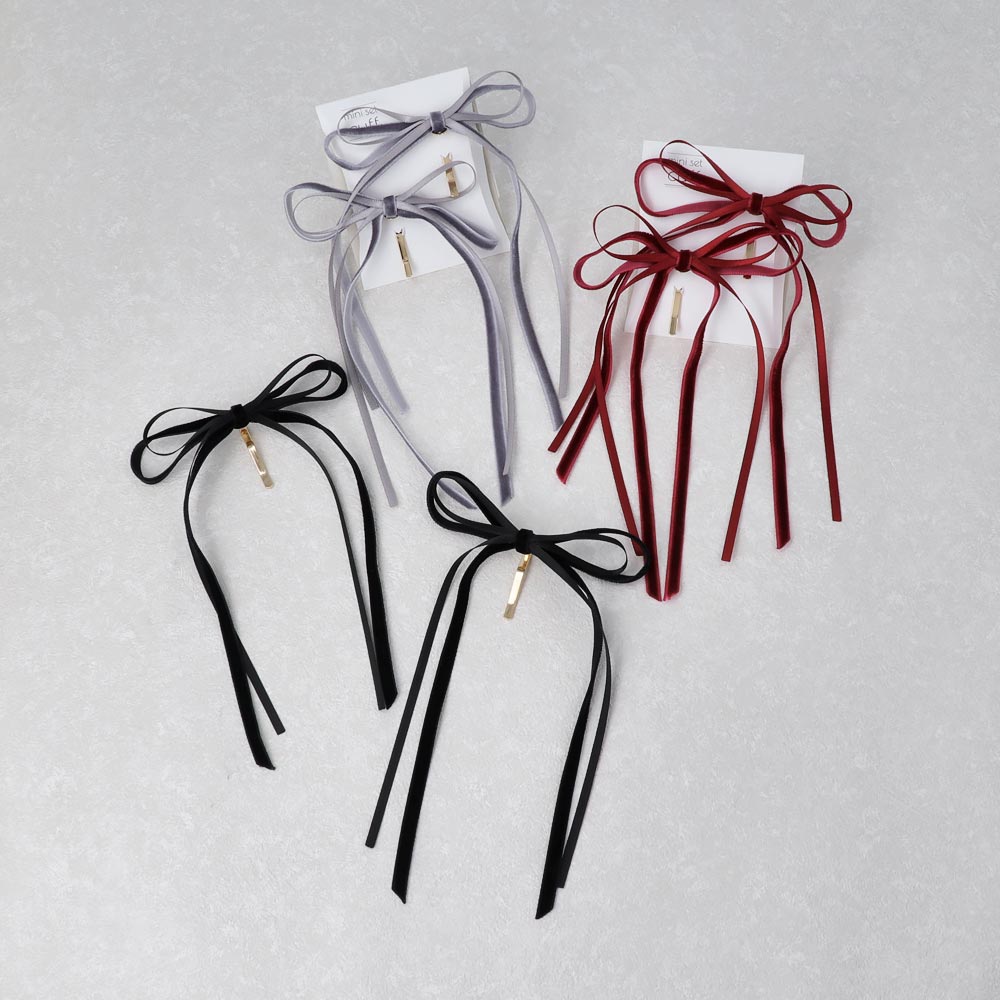 Skinny Velvet Bow Pony Hook Set