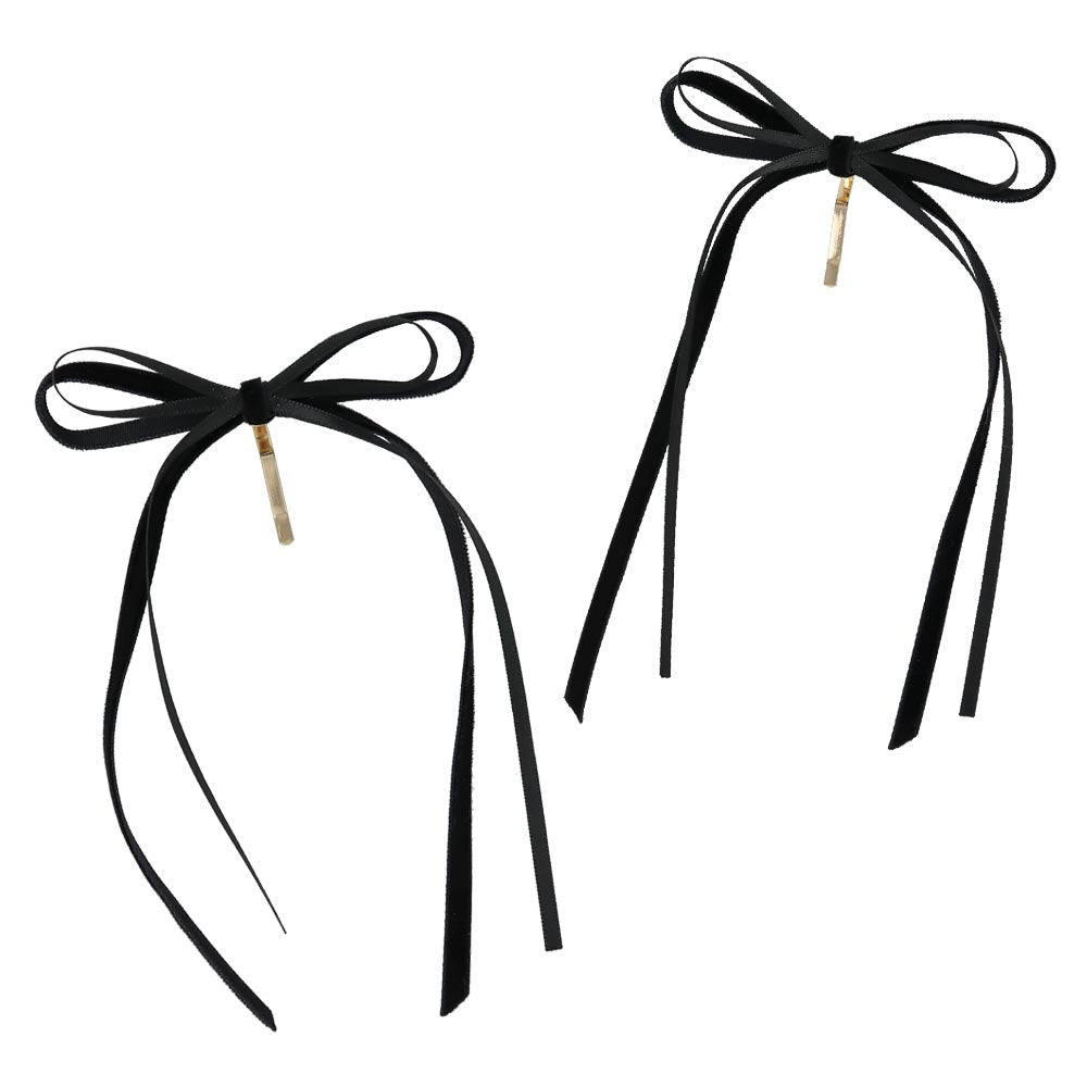 Skinny Velvet Bow Pony Hook Set