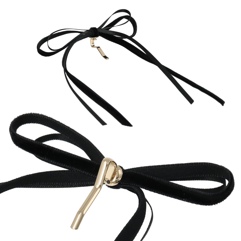 Skinny Velvet Bow Pony Hook Set