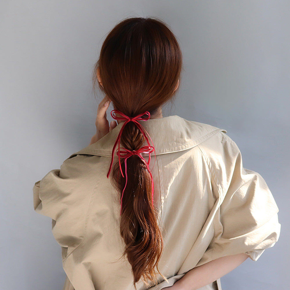 Skinny Velvet Bow Pony Hook Set