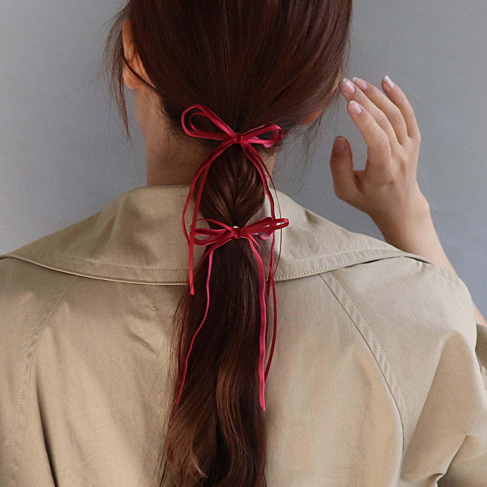 Skinny Velvet Bow Pony Hook Set - osewaya