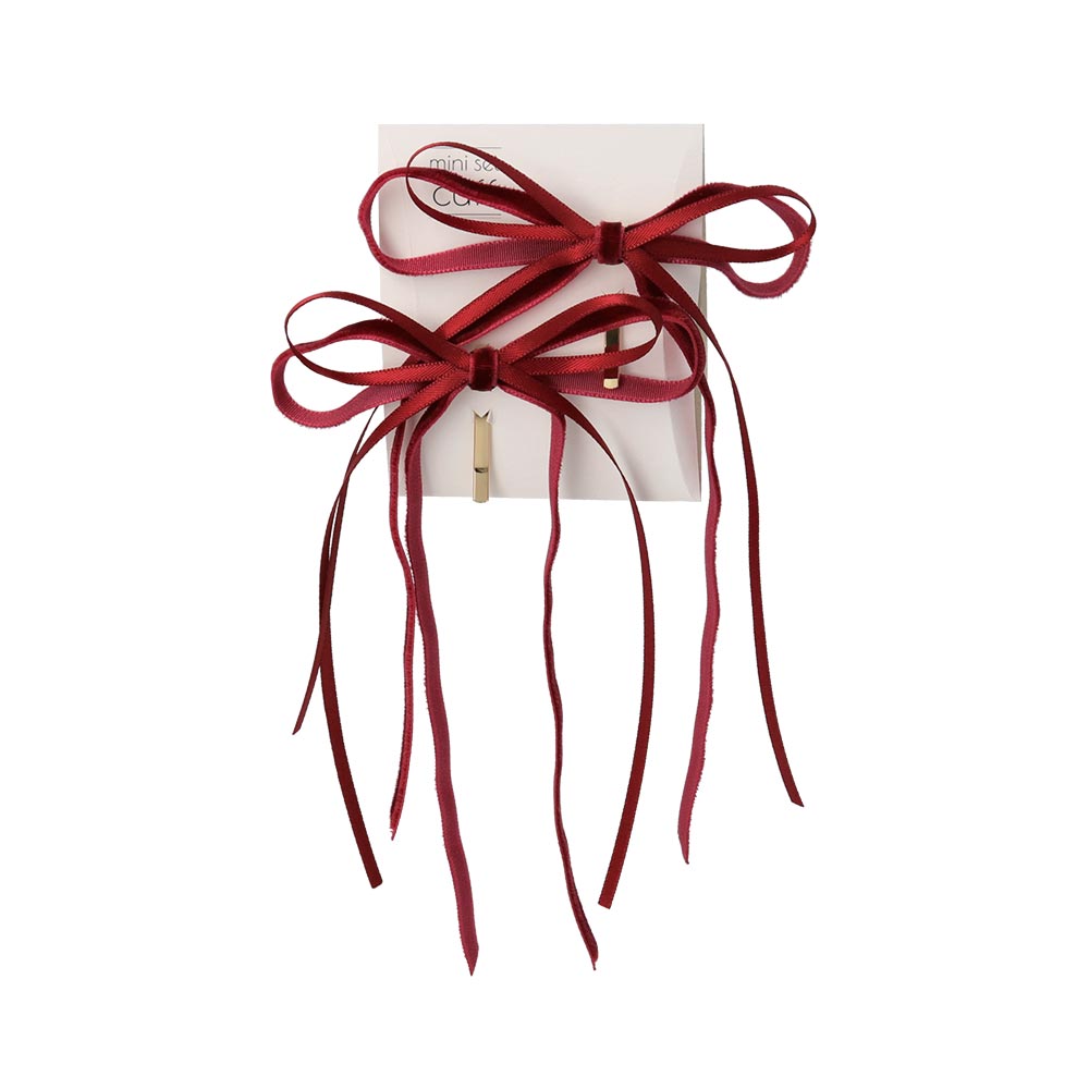 Skinny Velvet Bow Pony Hook Set