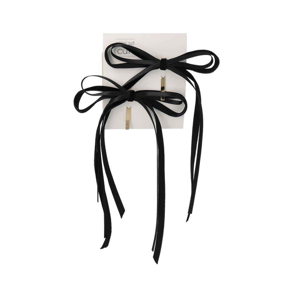 Skinny Velvet Bow Pony Hook Set