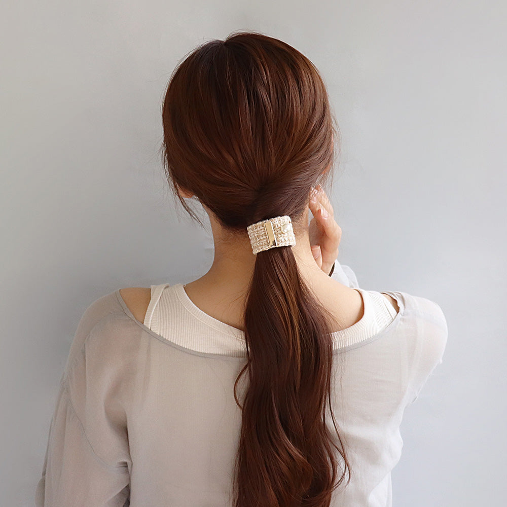 Tweed Snap Band Pony Hook