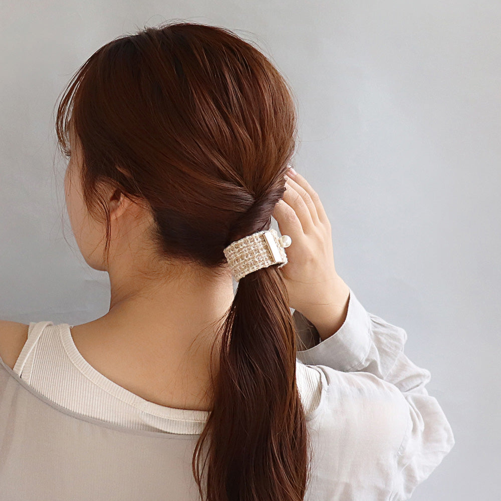 Tweed Snap Band Pony Hook