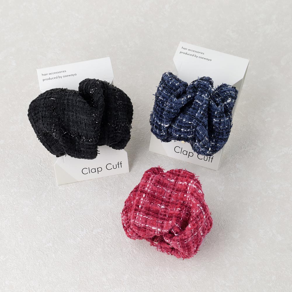 Ruffle Tweed Snap Band Pony Hook