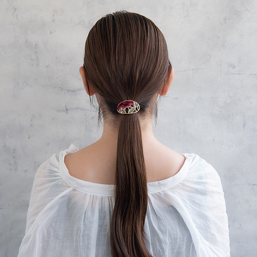 Velvet and Floral Detail Oval Pony Hook