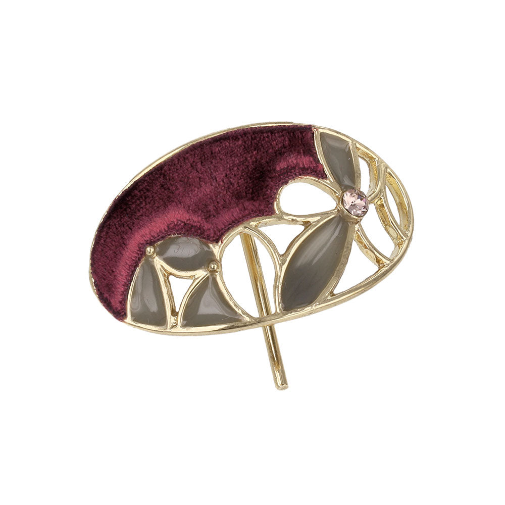 Velvet and Floral Detail Oval Pony Hook