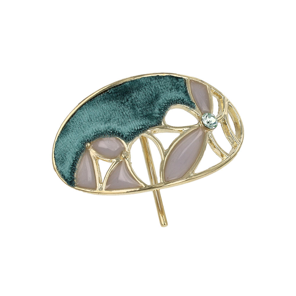 Velvet and Floral Detail Oval Pony Hook